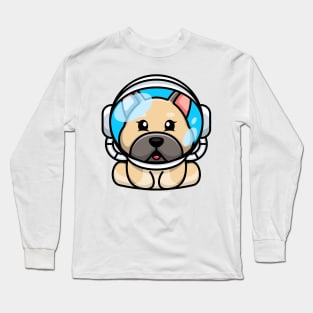 Cute baby bulldog wearing an astronaut helmet, cartoon character Long Sleeve T-Shirt